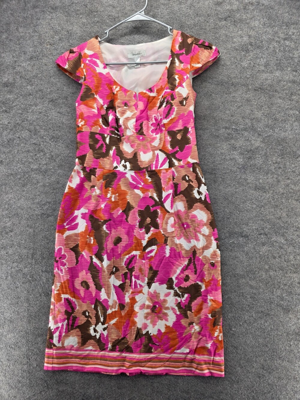 Dress Barn Dress Womens 6 Short Sleeve Pink Floral Knee Length